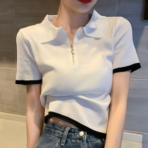 Zara Knit Cream & Black Top